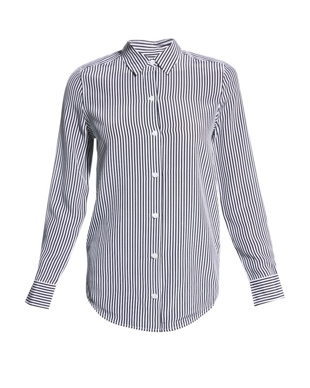 Essential Button-Front Striped Silk Shirt